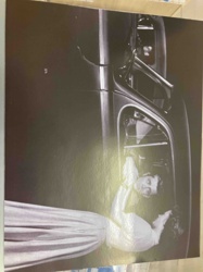 Black and White Cinematic Car Scene Photographic Print