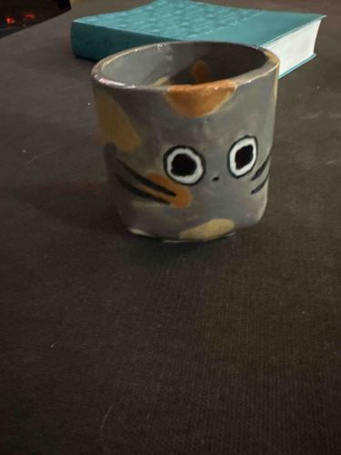 Handmade Cat-Face Ceramic Planter