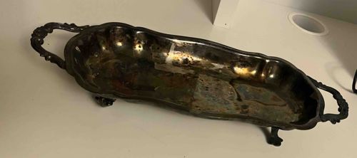 Ornate Centerpiece Bowl with Handles and Feet
