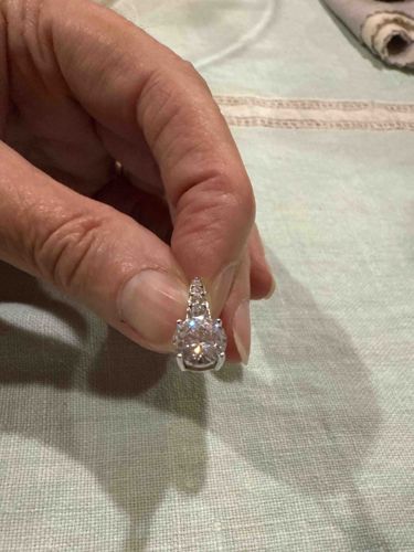 Cubic Zirconia Clip-On Earring with Pear-Shaped Stone and Tapered Accent