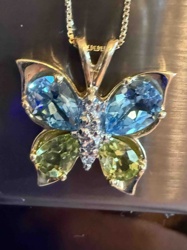 Multi-Gemstone and Diamond Butterfly Pendant Necklace