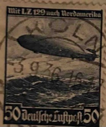 German Zeppelin Airmail Postage Stamp, 50 Pfennig (LZ 129 Hindenburg)