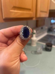 Oval Sapphire and Diamond Cluster Ring