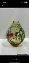 Vintage Murano Hand Blown Green Glass Abstract Vase with Hole