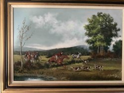 Fox Hunt Scene Oil Painting