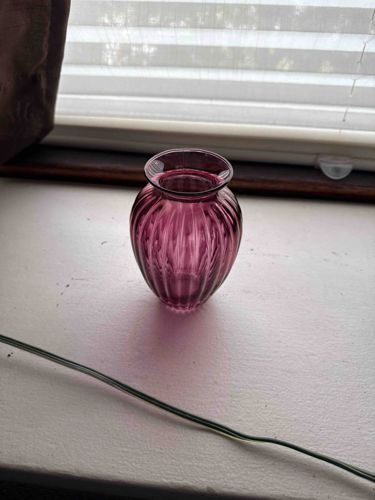 Ribbed Purple Glass Miniature Vase