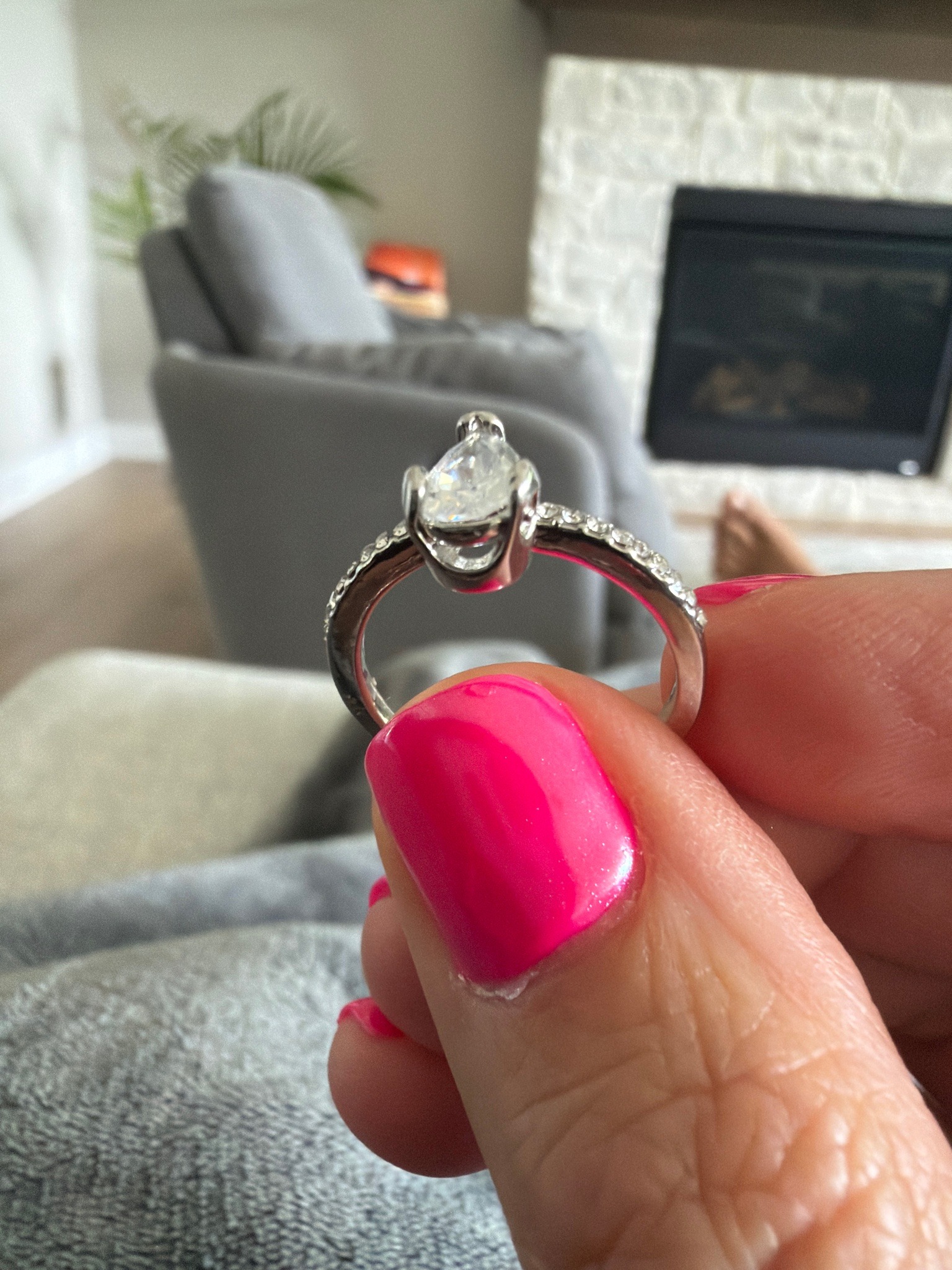 Submitted photo of Diamond pear-cut solitaire ring