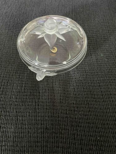 Frosted Rose Finial Glass Lidded Trinket Box / Covered Dish