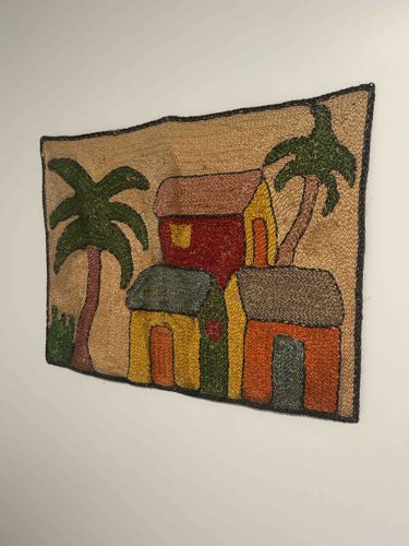 Caribbean Style Hand-Hooked Textile Wall Hanging