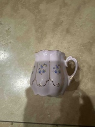 Vintage Fluted Porcelain Creamer with Floral Decals