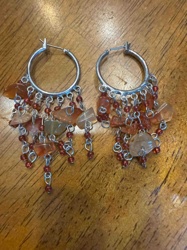 Bohemian Style Dangle Hoop Earrings with Mixed Stone and Glass Beads