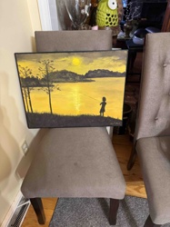 Sunset Fishing Scene Painting by Jean neas