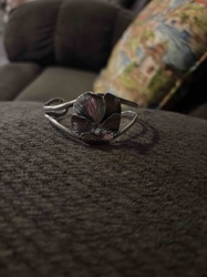 Antique Sterling Silver Pansy Cuff Bracelet