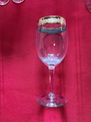 Decorated Wine Glass with Gold Rim