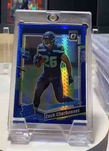 2023 Panini Donruss Optic Zach Charbonnet Blue Velocity Prizm Rated Rookie Card