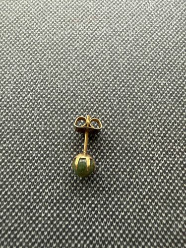 Gold and Green Gemstone Stud Earring