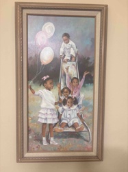Children Playing on a Slide Framed Painting