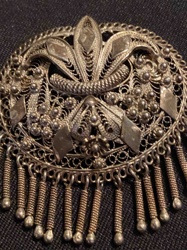 Vintage Sterling Silver Filigree Brooch with Dangles