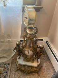 Gilt Bronze and Marble 'Mystery' Clock with Dual Faces