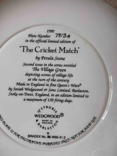 'The Cricket Match' Collector Plate by Petula Stone (Wedgwood, The Village Green Series)