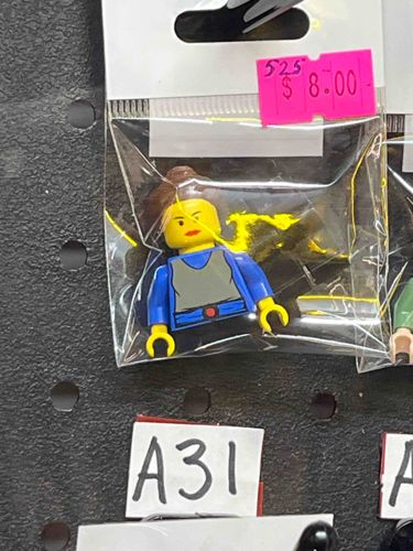 LEGO Female Minifigure with Blue Open Jacket/Grey Shirt Torso