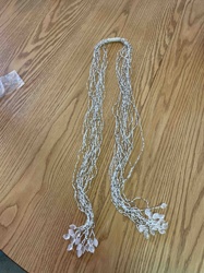 Multi-Strand Seed Bead Necklace with Leaf Pendants