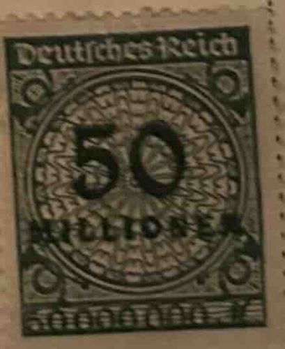 German Hyperinflation Stamp, 50 Millionen (Million) Mark