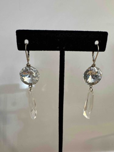 Swarovski Crystal Sterling Silver Leverback Drop Earrings