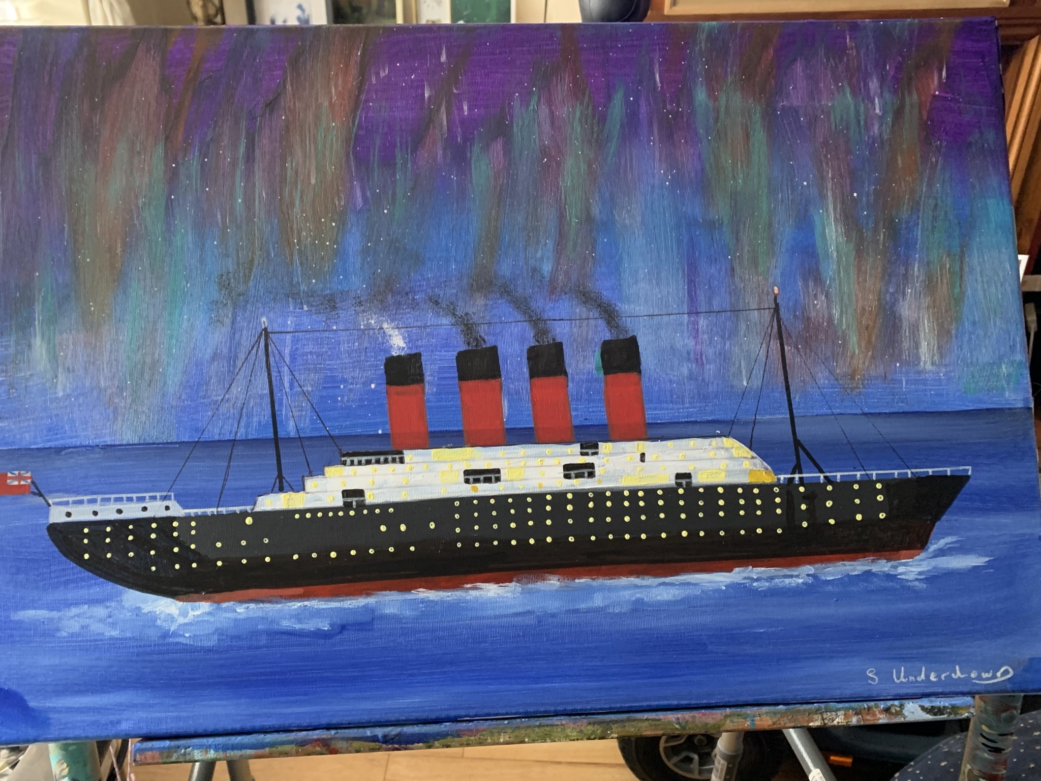 Submitted photo of Painting of a transatlantic ocean liner signed 'S Underdown'
