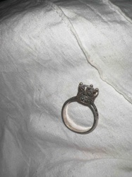 Sterling Silver Crown-Set Ring with Clear and Dark Accent Stones