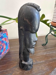 African Wooden Bust Sculpture of a Male Head