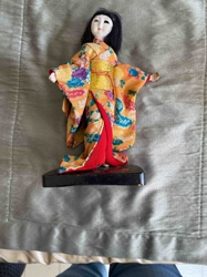 Japanese Geisha Doll on Black Base