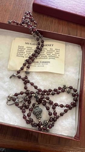 Mughal Garnet and Sterling Silver Beaded Necklace
