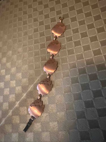 Copper Leaf-motif Chain Bracelet