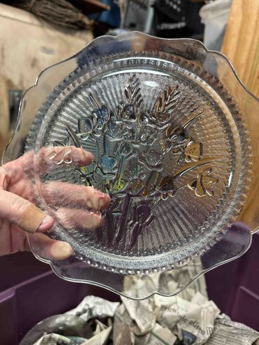 Pressed Glass Floral Plate