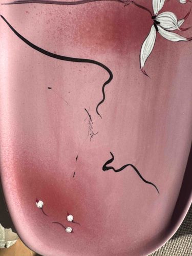 Vintage Mid-Century Modern Ceramic Platter with Floral Motif