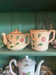 Vintage Majolica-Style Teapot and Creamer Set