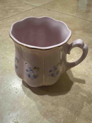 Scalloped Pink Porcelain Floral Mug