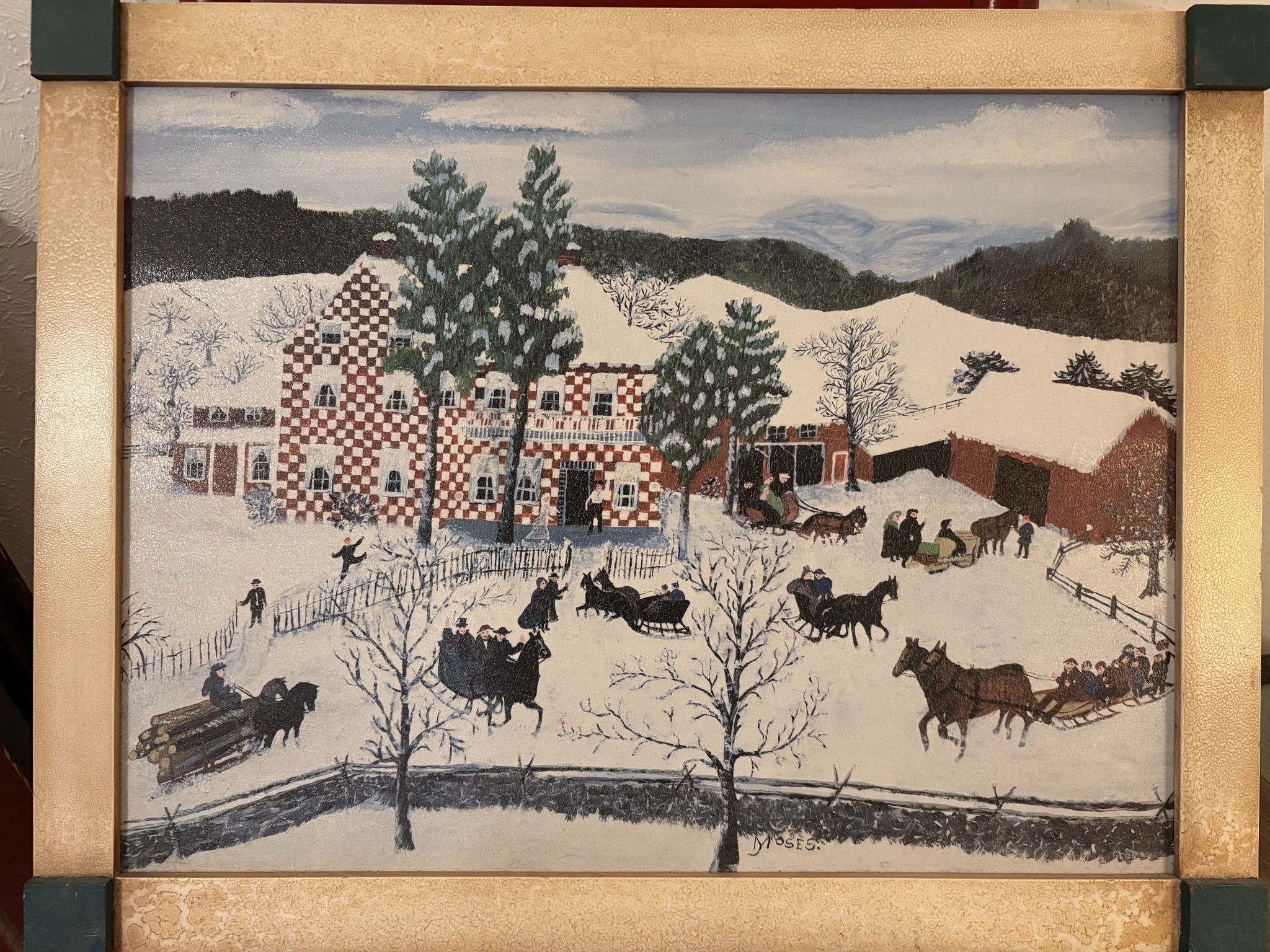 Checkerboard House by Grandma Moses (Anna Mary Robertson Moses)