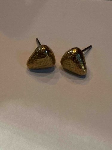 Textured Gold-Toned Stud Earrings