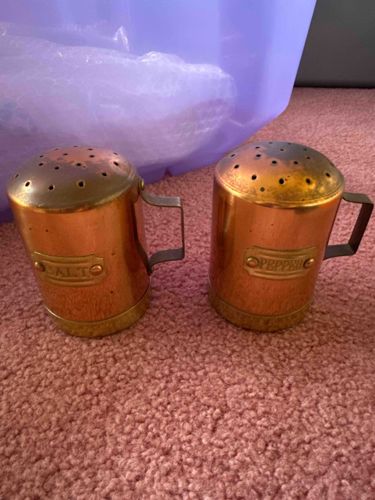 Vintage Copper and Brass Salt and Pepper Shakers