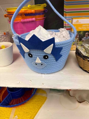 Coiled Rope Triceratops Dinosaur Easter Basket