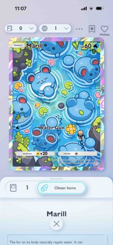 Pokemon Trading Card: Marill (Full Art Promo/Alternate Art)