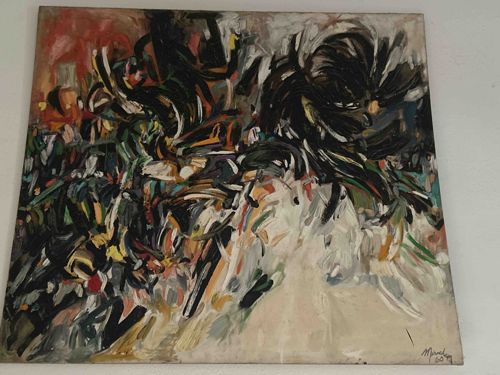 Mid-Century Abstract Expressionist Oil Painting, 1960