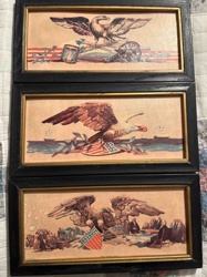 Set of Three Framed Patriotic American Eagle Prints