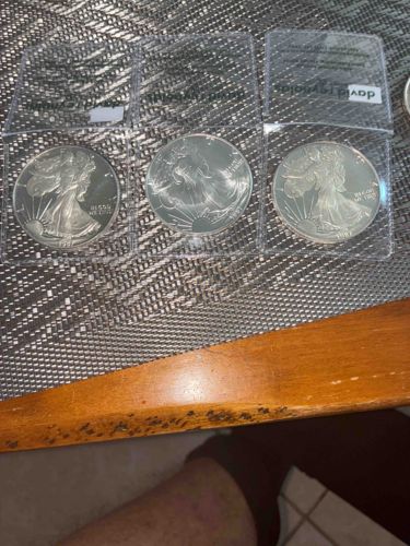 American Silver Eagle Coins in Plastic Holders