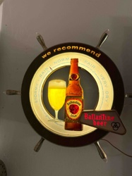 Vintage Ballantine Beer Barometer Ship's Wheel Sign