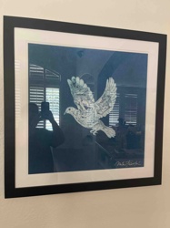 Framed Art Print of a Map-Textured Dove
