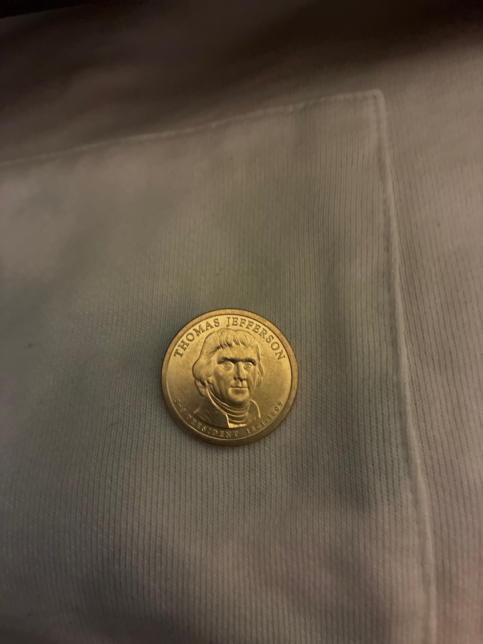 Submitted photo of Thomas Jefferson Presidential Dollar Coin (unverified)