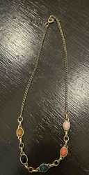 Multi-Stone Scarab-Style Link Necklace